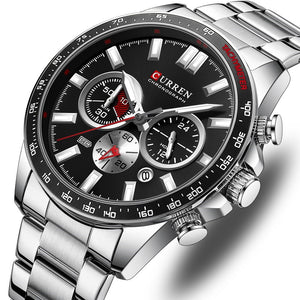 Ανδρικό Ρολόι CR14 Silver RD-104 Μεταλλική κάσα 48mm σε μαύρο χρώμα με 3 Λειτουργικούς Χρονογράφους.