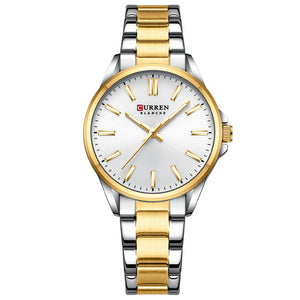 Curren 9090 Γυναικείο Ρολόι με Μπρασελέ και Ασημένιο Χρυσό Καντράν