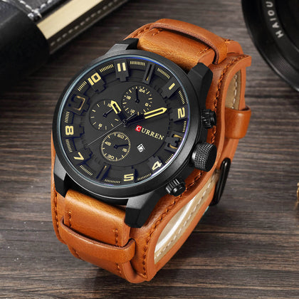 Jupiter Brown Black watch roloi military style sport