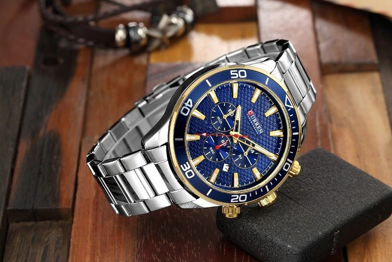 Curren 8309 Ανδρικό Ρολόι με Μπρασελέ και Μπλε Καντράν
