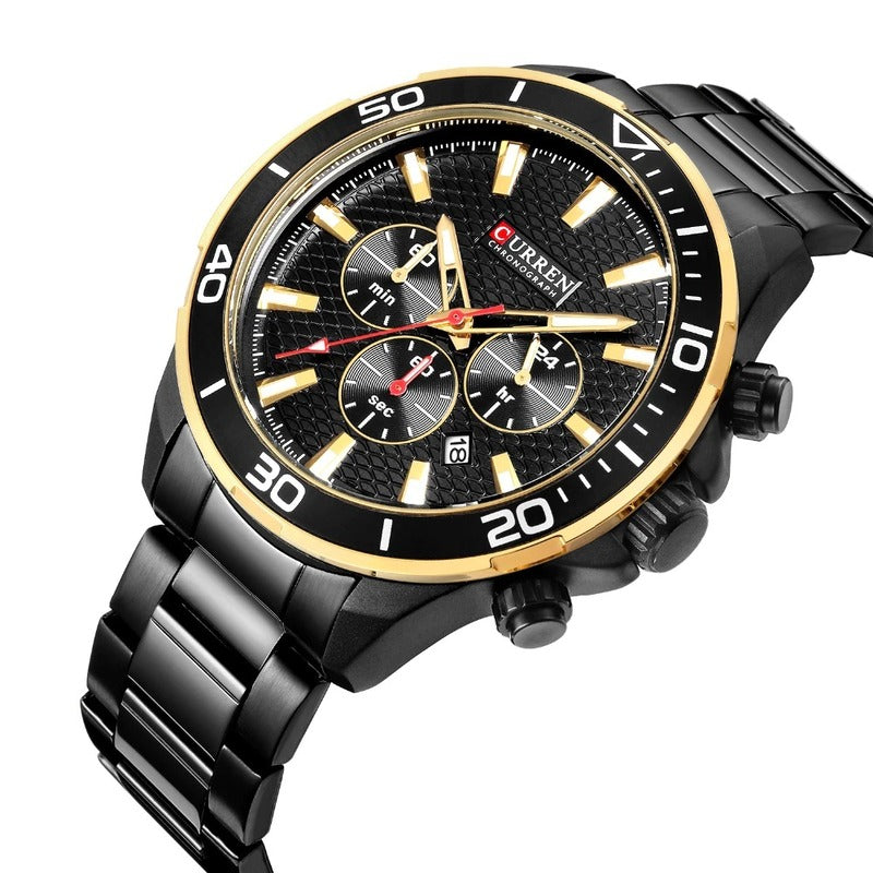 Curren 8309 Ανδρικό Ρολόι με Μπρασελέ και Μαύρο Καντράν