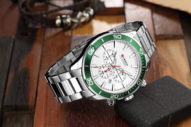 Curren 8309 Ανδρικό Ρολόι με Μπρασελέ και Λευκό Καντράν
