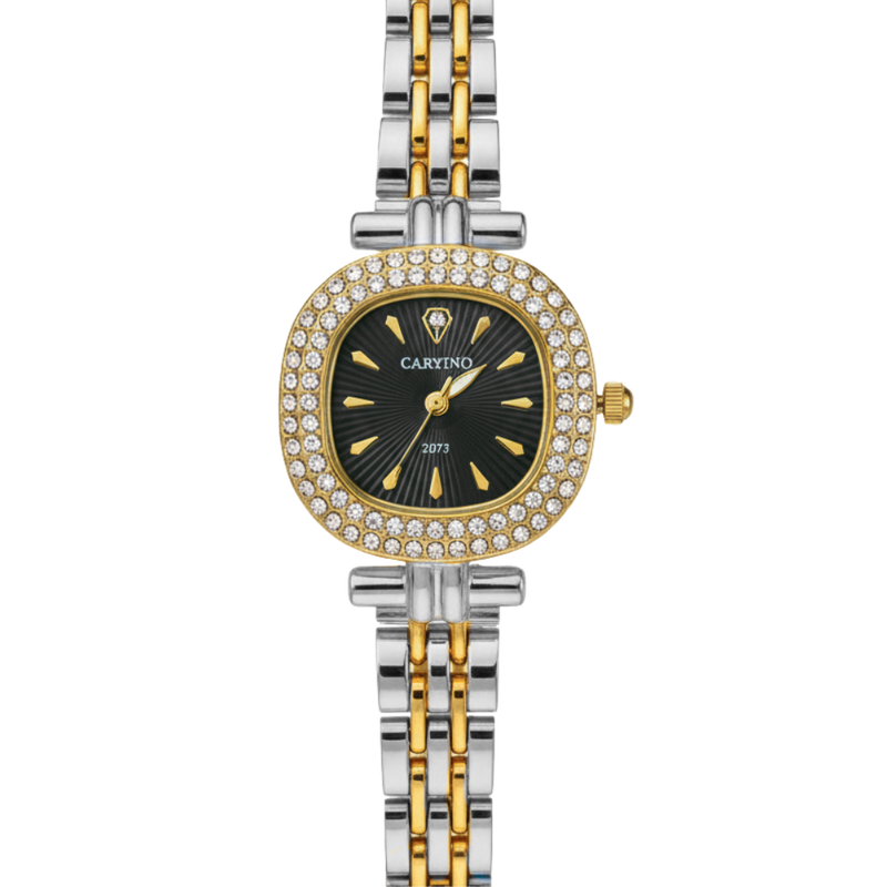 Vintage Γυναικείο Ρολόι Rey Silver Black με Χρυσό Μεταλλικό Μπρασελέ