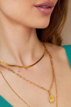 Κολιέ Handeye σε χρυσό χρώμα από ανοξείδωτο ατσάλι με διπλή αλυσίδα