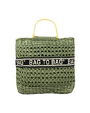 Τσάντα χειρός ψάθινη με λογότυπο -ZC-30 - Πράσινο