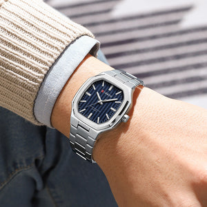 Curren 8458 Silver Blue Ρολόι με Μπλε Καντράν και Ασημένιο Μπρασελέ