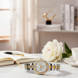 Vintage Γυναικείο Ρολόι Sofia Gold White με Μεταλλικό Μπρασελέ