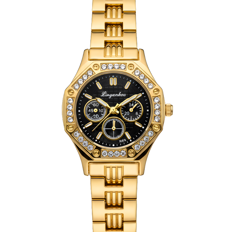 Vintage Γυναικείο Ρολόι Sofia Gold Black με Μεταλλικό Μπρασελέ