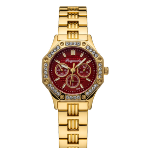 Vintage Γυναικείο Ρολόι Sofia Gold Red με Μεταλλικό Μπρασελέ