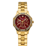 Vintage Γυναικείο Ρολόι Sofia Gold Red με Μεταλλικό Μπρασελέ