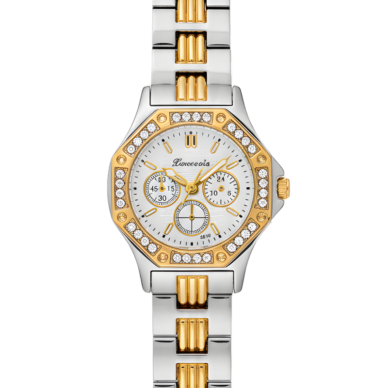 Vintage Γυναικείο Ρολόι Sofia Gold White με Μεταλλικό Μπρασελέ