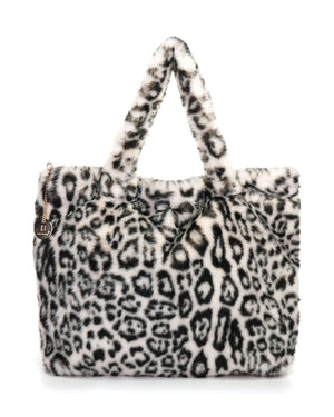 Γούνινη τσάντα ώμου XY-2408 - Ασπρο/Μαύρο