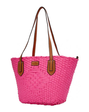 Ψάθινη τσάντα ώμου KD-34 - Φούξ