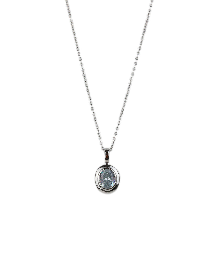 Αλυσίδα λαιμού με πέτρα DJ-057 - Ασημί