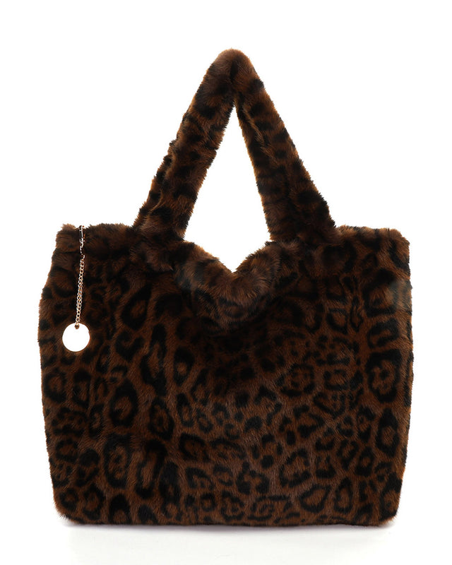 Γούνινη τσάντα ώμου XY-2408 - Σκούρο Καφέ