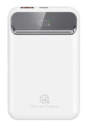 USAMS power bank US-CD214, 2x έξοδοι, wireless, 10000mAh, 20W, λευκό