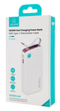 USAMS power bank CD224 με καλώδιο USB-C, 2x θύρες εξόδου, 10000mAh, 20W, λευκό