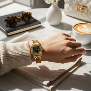 Vintage Γυναικείο Ρολόι Irina Gold Black με Μεταλλικό Μπρασελέ