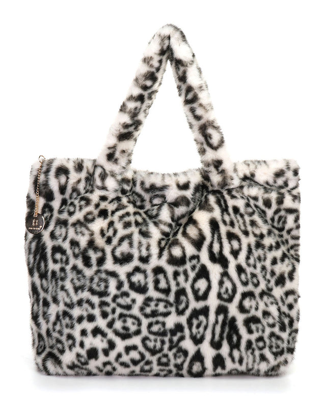 Γούνινη τσάντα ώμου XY-2408 - Ασπρο/Μαύρο