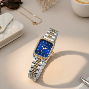 Vintage Γυναικείο Ρολόι Diva Blue με Χρυσό Μεταλλικό Μπρασελέ