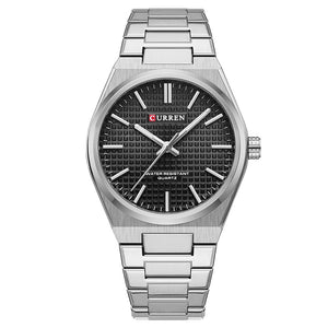 Сребърен черен часовник Curren 8439 с черен циферблат и сребърна гривна