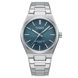 Curren 8439 Silver Blue Ρολόι με Μπλε Καντράν και Ασημένιο Μπρασελέ