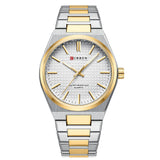 Сребърен бял часовник Curren 8439 с бял циферблат и сребърна златна гривна