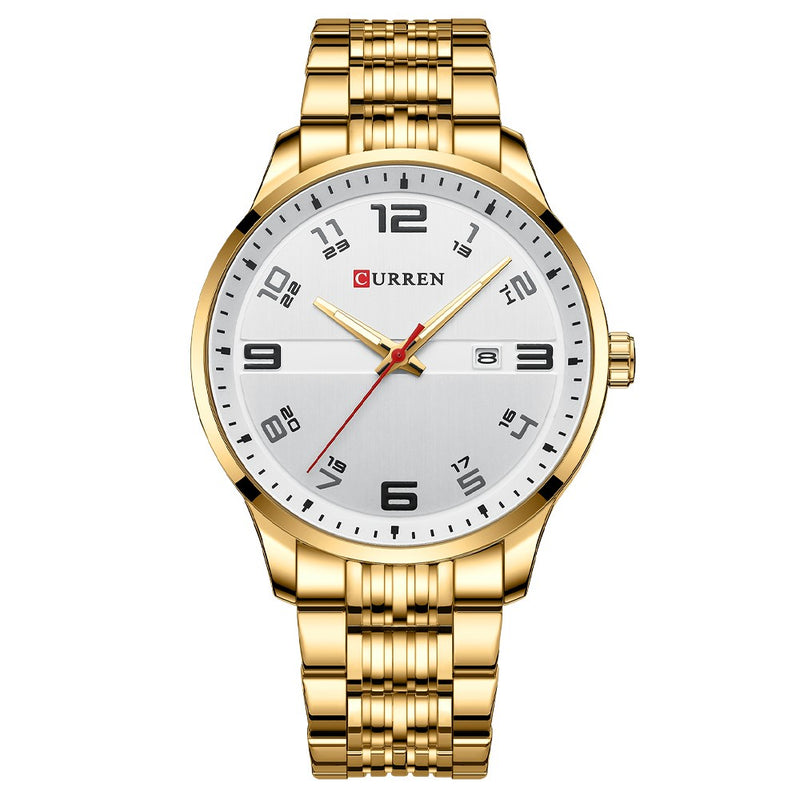 Curren 8411 Gold Ρολόι με Λευκό Καντράν και Χρυσό Μπρασελέ