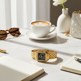 Vintage Γυναικείο Ρολόι Irina Gold Black με Μεταλλικό Μπρασελέ