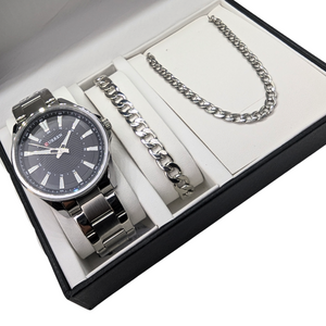 Ανδρικό Σετ Δώρου SD052 με Ρολόι και Αλυσίδα