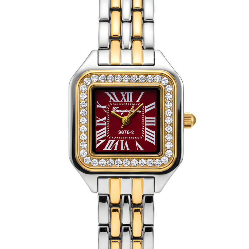 Vintage Γυναικείο Ρολόι Irina Silver Gold Red με Μεταλλικό Μπρασελέ