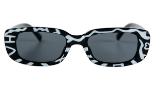 Дамски слънчеви очила Ace Simons с черна рамка с бели шарки и черни стъкла SN-172