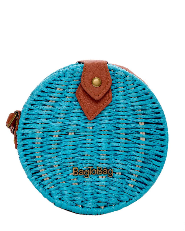 Ψάθινο τσαντάκι χιαστί 939 - Γαλάζιο