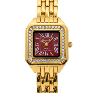 Vintage Γυναικείο Ρολόι Irina Gold Red με Μεταλλικό Μπρασελέ