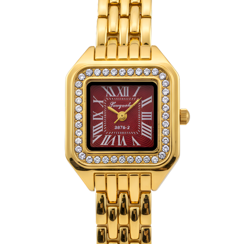 Vintage Γυναικείο Ρολόι Irina Gold Red με Μεταλλικό Μπρασελέ
