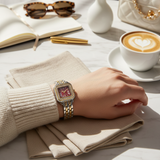 Vintage Γυναικείο Ρολόι Irina Silver Gold Red με Μεταλλικό Μπρασελέ