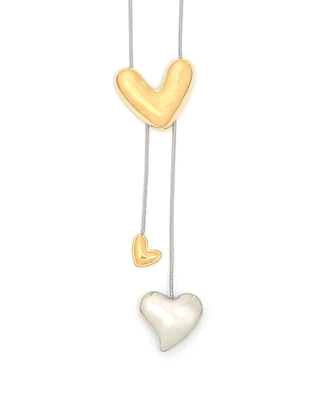 Κολιέ με καρδιές WF-K383 - Ανθρακί