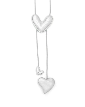 Κολιέ με καρδιές WF-K383 - Ασημί