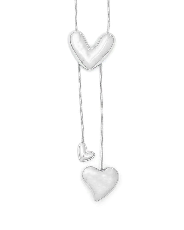 Κολιέ με καρδιές WF-K383 - Ασημί