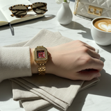 Vintage Γυναικείο Ρολόι Irina Gold Red με Μεταλλικό Μπρασελέ