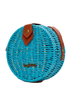 Ψάθινο τσαντάκι χιαστί 939 - Γαλάζιο