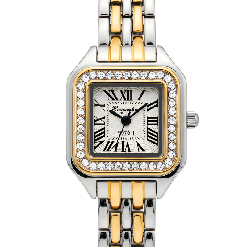 Vintage Γυναικείο Ρολόι Irina Silver Gold White με Μεταλλικό Μπρασελέ