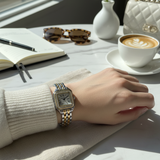 Vintage Γυναικείο Ρολόι Irina Silver Gold White με Μεταλλικό Μπρασελέ