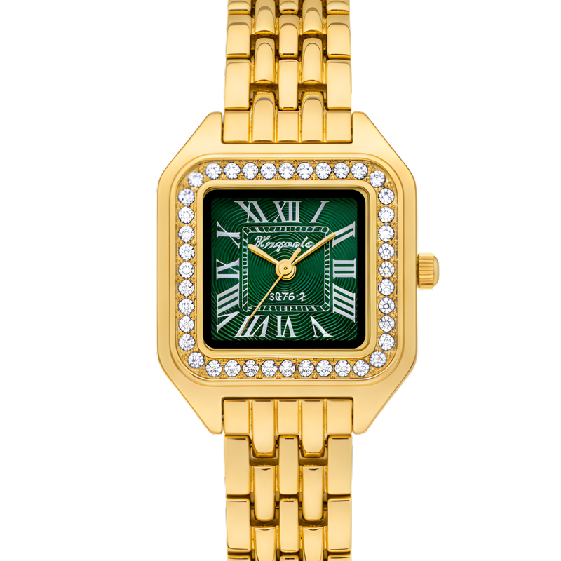 Vintage Γυναικείο Ρολόι Irina Gold Green με Μεταλλικό Μπρασελέ