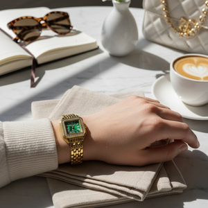 Vintage Γυναικείο Ρολόι Irina Gold Green με Μεταλλικό Μπρασελέ