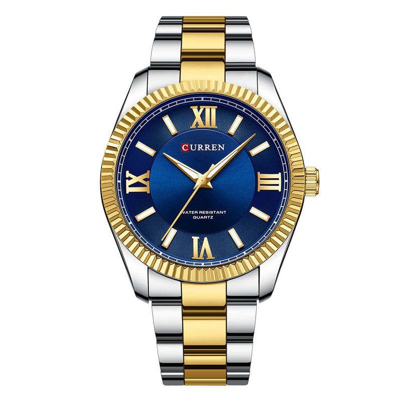Curren 8453 Blue Ρολόι με Μπλε Καντράν και Ασημένιο Χρυσό Μπρασελέ