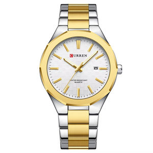 Curren RD-202 Gold White Ρολόι με Λευκό Καντράν και Χρυσό Μπρασελέ