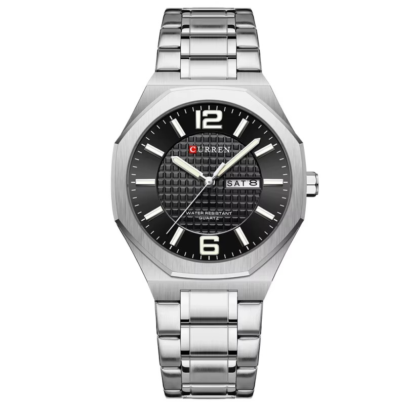 Curren 8476 Silver Black Ρολόι με Μαύρο Καντράν και Ασημένιο Μπρασελέ