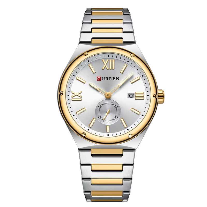 Curren RD-204 Gold Ρολόι με Λευκό Καντράν και Χρυσό Μπρασελέ
