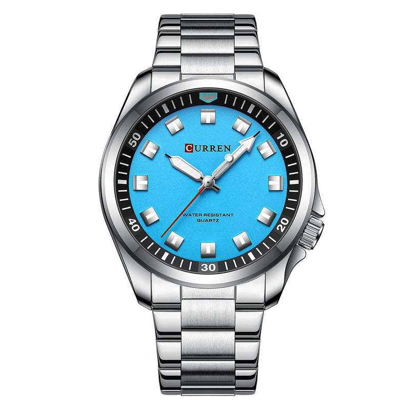 Curren C8451 Silver Blue Ρολόι με Γαλάζιο Καντράν και Ασημένιο Μπρασελέ